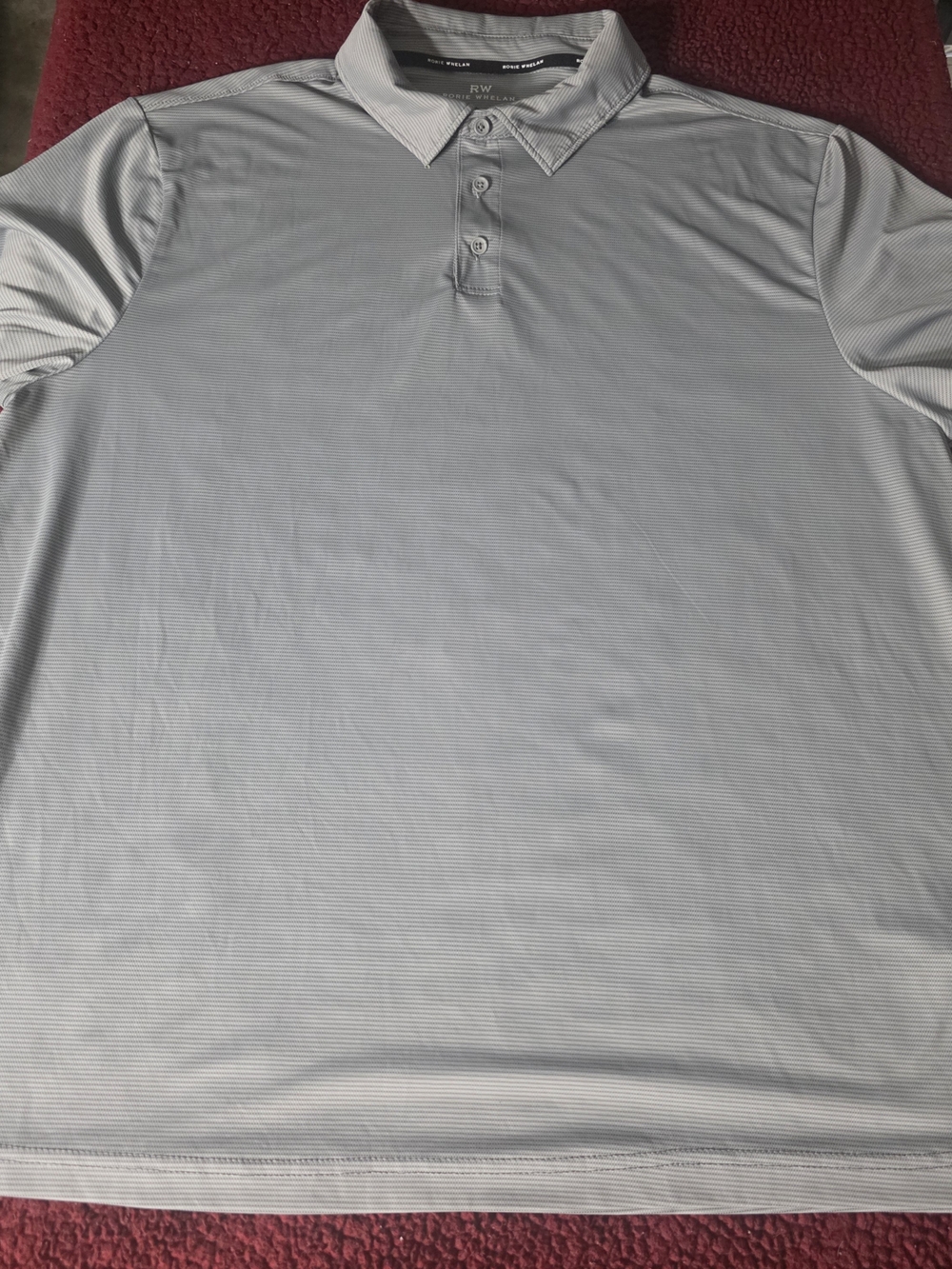 RW Rorie Whelan Men's Short Sleeve Micro Striped Polo Gray XXL